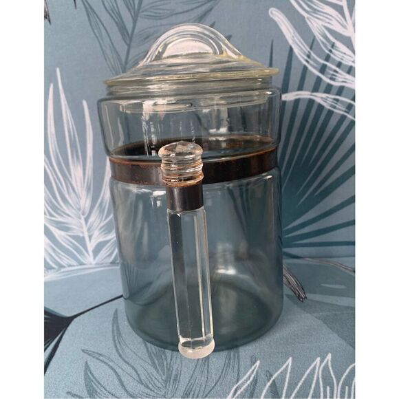 Vintage Pyrex Flameware Glass Coffee Tea Percolator Pot 7826 B Pot & Lid Only - Picture 3 of 10